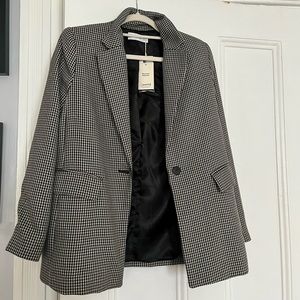 Black and white houndstooth/herringbone Mango blazer